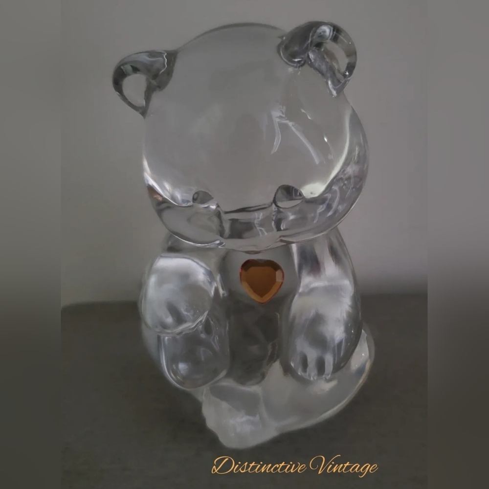 Crystal Bear Figurine with Gold Heart